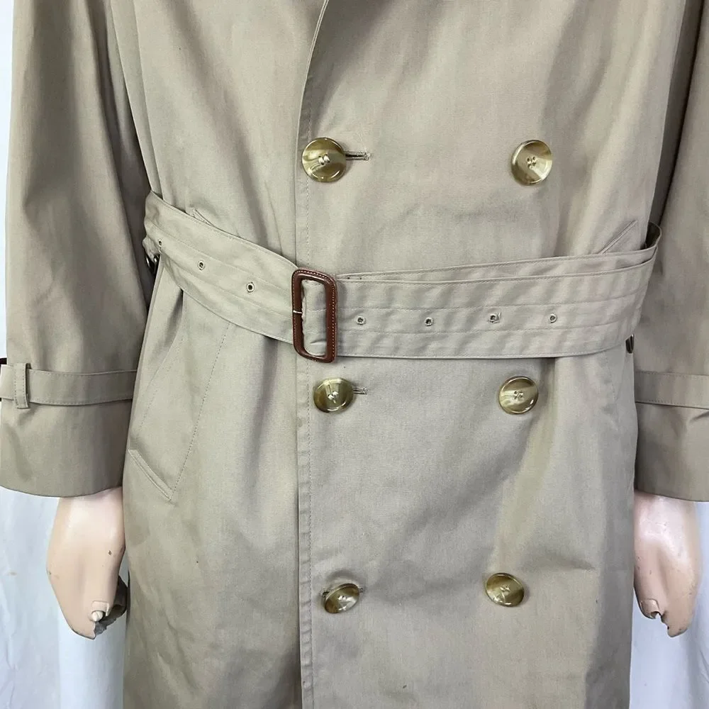 Brooks Brothers Men’s Beige Double Breasted Belted Trench Coat 38R